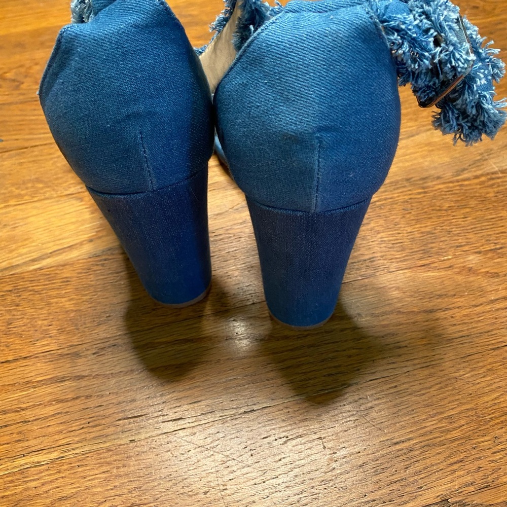 Catherine Malandrino Denim Embellished Block Heel Sandals – Blue – Size 10 - Picture 3 of 7